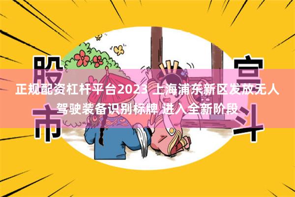 正规配资杠杆平台2023 上海浦东新区发放无人驾驶装备识别标牌 进入全新阶段