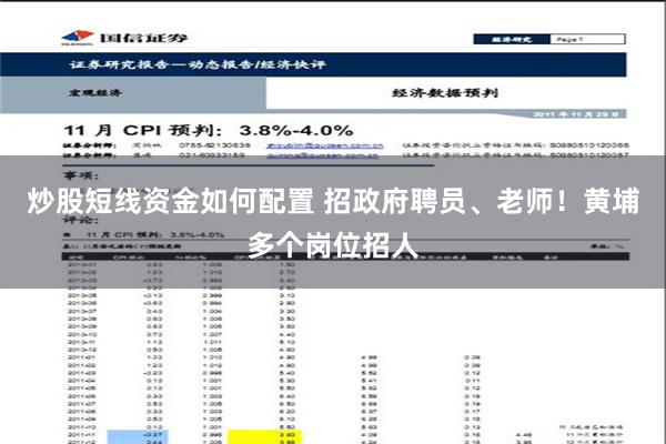 炒股短线资金如何配置 招政府聘员、老师！黄埔多个岗位招人