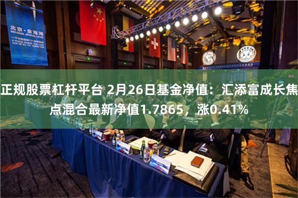 正规股票杠杆平台 2月26日基金净值：汇添富成长焦点混合最新净值1.7865，涨0.41%